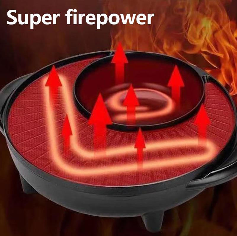 1700W Heat Pot Barbecue Machine Fried Steak Pan Multi-purpose Small Heat Pot Nonstick Pot for Family