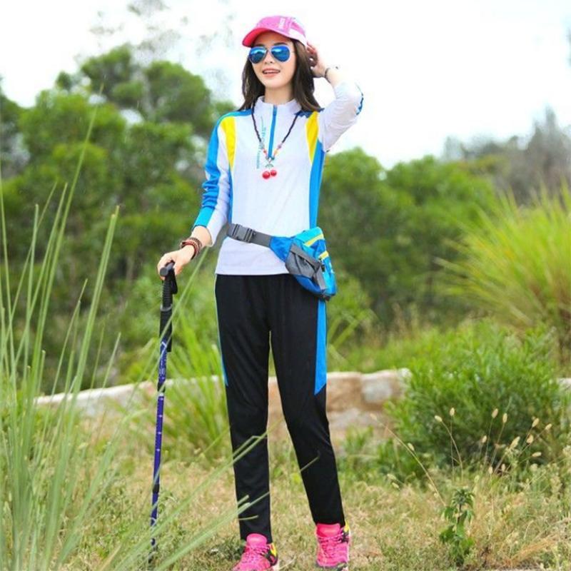 Outdoor Quick-drying Pants Suit Women's Long-sleeved Quick-drying T-shirt Elastic Breathable Large Size Sports Anti-squatting Quick-drying Clothes