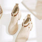 Summer White Short Boots Soft Leather Boots Thick-soled Martin Boots, Women's Boots Thick-heeled Women's Boots