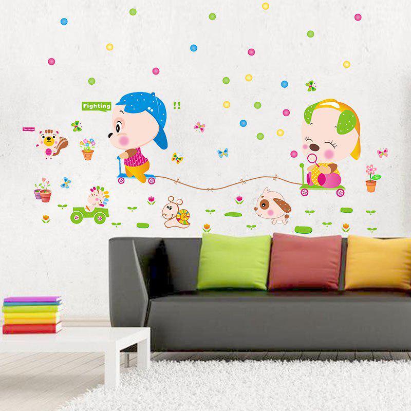[sticker ]Diy Home Decor Cartoon New Animal Racing Wall Stickers For Nursery Sports Room Decals Pvc