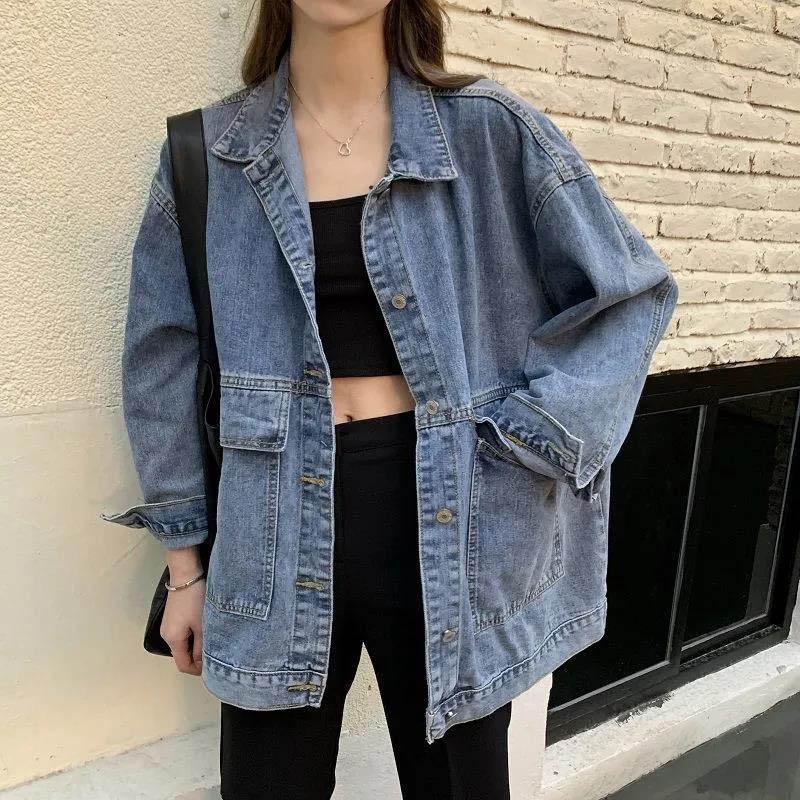 Denim Jacket Female Spring and Autumn Loose and Versatile Student Jacket Jacket Retro Trend