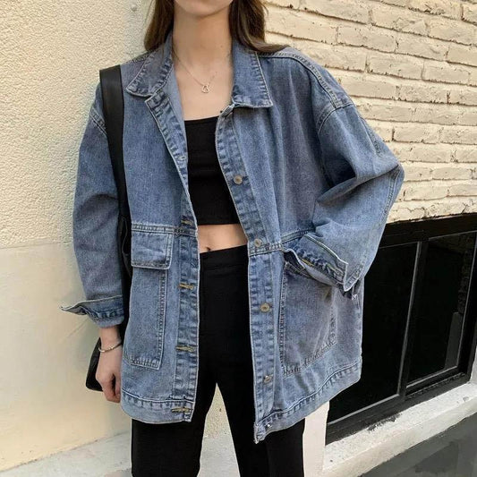 Denim Jacket Female Spring and Autumn Loose and Versatile Student Jacket Jacket Retro Trend