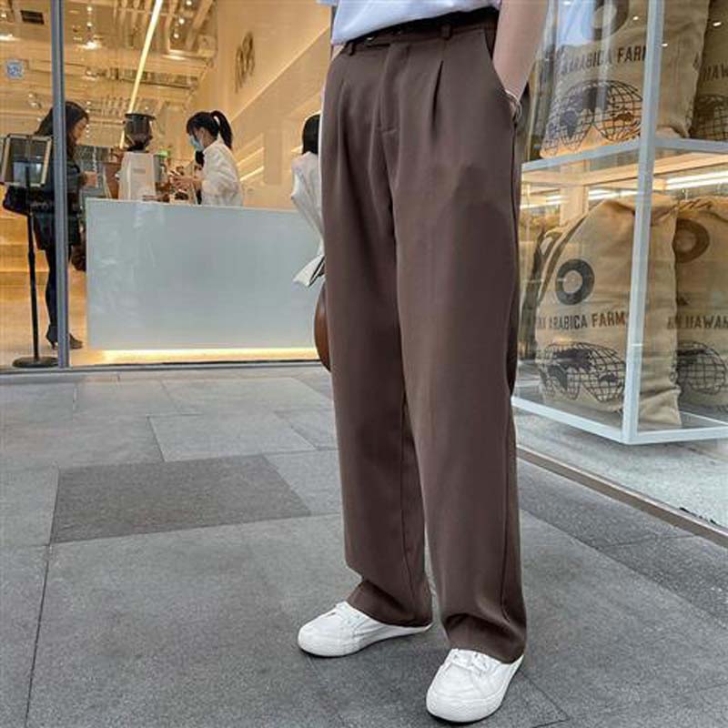 Summer Solid Color Wide-leg Trousers Fall Feeling Loose Straight Breathable All-match Casual Pants
