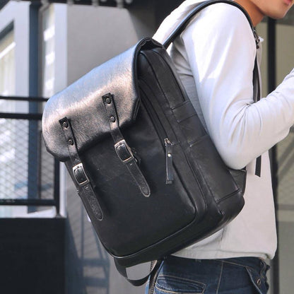 Practical Casual Men's Backpack PU Leather Computer Bag Fashion Leisure Travel Backpack