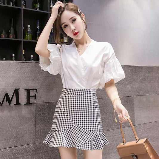 High-waisted Fishtail Skirt Short Skirt Women's Half-length Skirt A-line Skirt Summer Thin Hip Ruffled Shorts Skirt Sexy and Cute