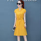 Women's Dress with Waist and Thin Temperament Simple and Casual A-line Skirt Women's Mid-length Temperament and Waist Dress