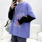 Dark Gothic Long Sleeve T-shirt Unisex Oversized Loose Fake Two Long Sleeve T-shirt Punk Harlan Long T