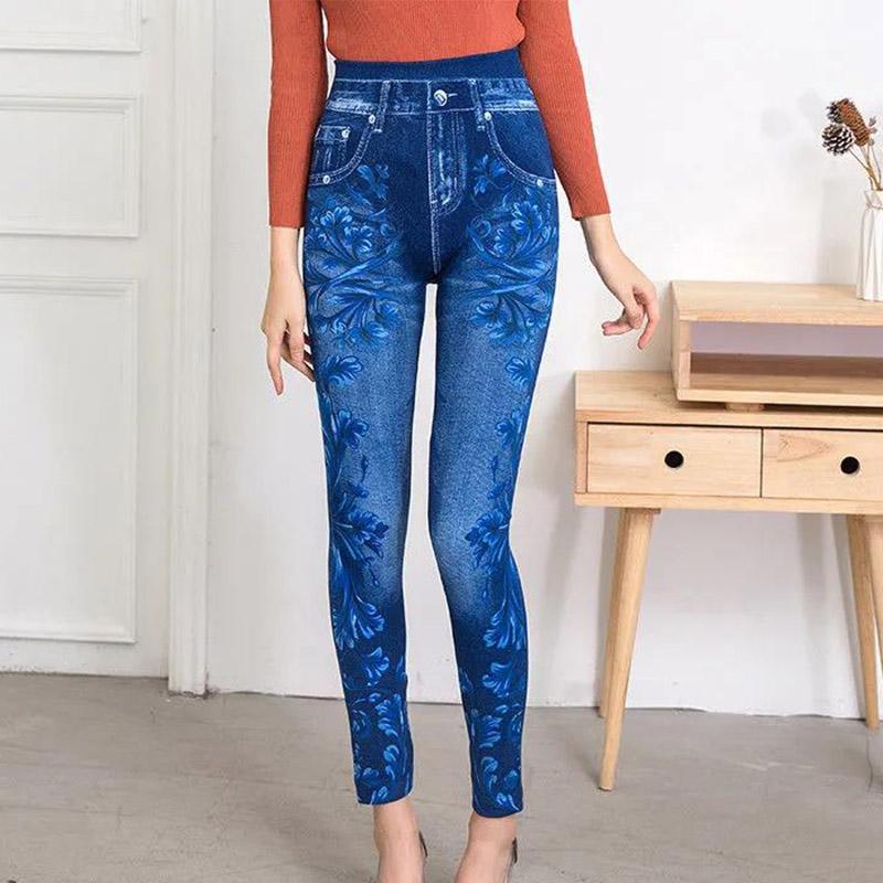 Plus Velvet Winter Thick Pants Women's Outer Wear Women's Trousers Imitation Jeans High Waist Stretch Warmth Thin Cotton Trousers