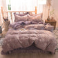 5D Carved Velvet Four-piece Crystal Velvet Warm Quilt Cover Sheets Thick Warm Velvet 4Pcs Set