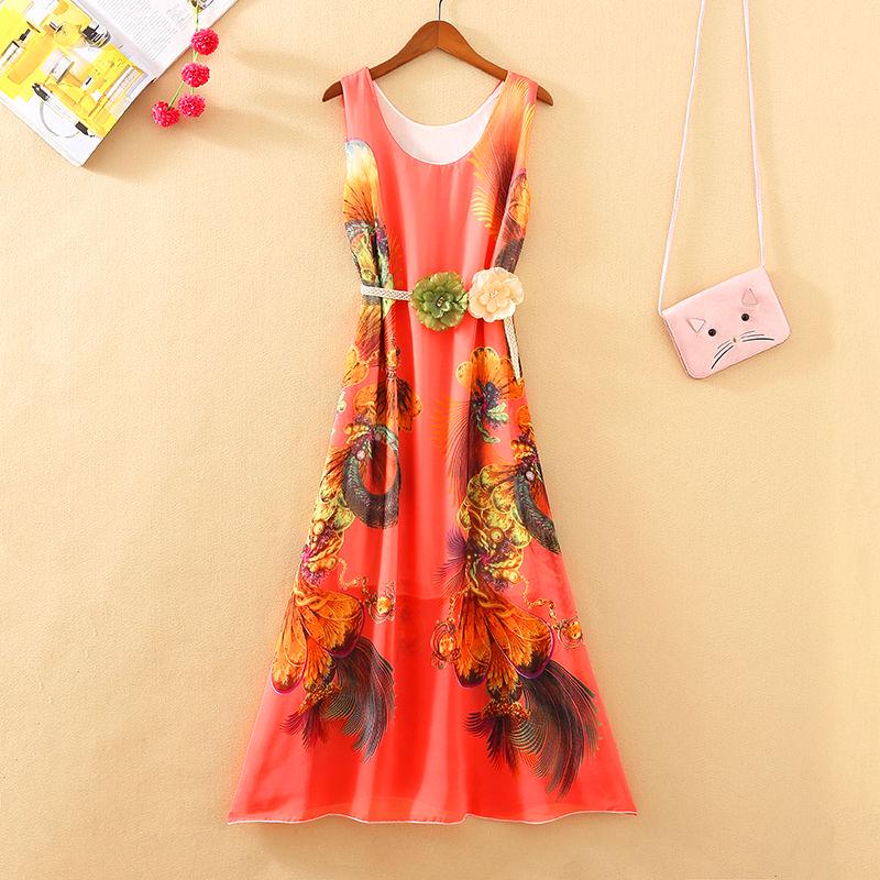 Fashion Bohemian Maxi Dresses Women Summer Elegant Floral Dress Long Sundress Vacation Beach Dress