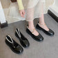 Shiny Flat Bottom Mary Jane Beanie Single Shoes Women's Shoes British Leather Shoes Round Toe Retro Thick Sole Leather Shoes
