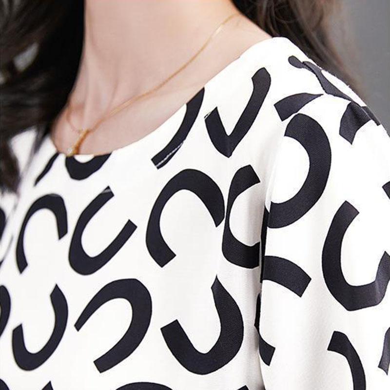 Large Size Western Style Printed Top Women's Summer Loose Short Simple T-shirt