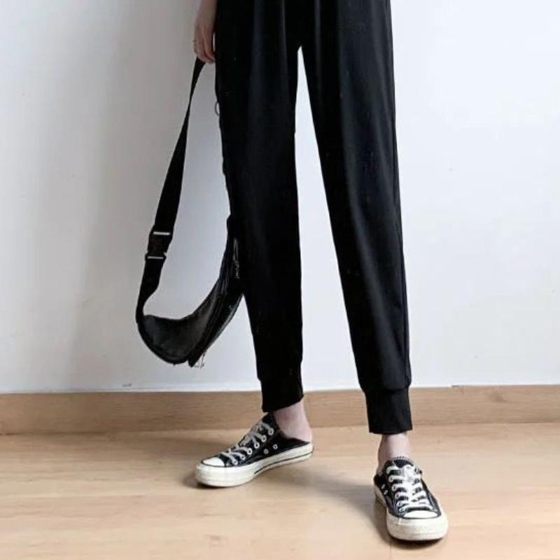 Summer Plus Size Ice Silk Nine-point Casual Pants Women Loose and Thin Sports Harlan Long Pants Female Students