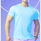 Summer Sports T-shirt Men's Breathable Stretch Fitness Shirt Short-sleeved Bottoming Casual Running Training Clothes Pure Color Wild