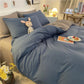 Pure Color Simple Nordic Fengshui Washed Cotton Four-piece Quilt Cover Sheet Student Dormitory Three-piece Bedding