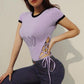 Women Summer Side Bandage Jumpsuit Female Summer High Waist Jumpsuit T-shirt Bottoming Shirt Leisure Sexy Tee