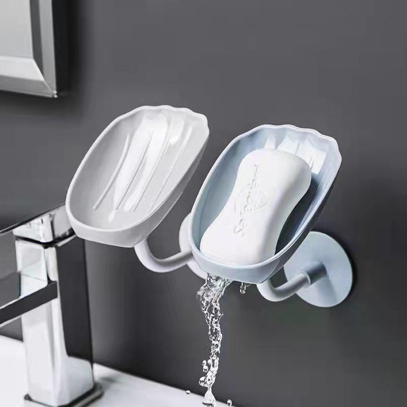Soap Dish Drain Free Punching Household Toilet Bathroom Kitchen Vertical Suction Cup Wall Hanging Soap Holder Soap Shelf