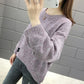 Autumn and Winter Loose Casual Sweater Round Neck Solid Color Simple Top Long Sleeve Women's Sweater