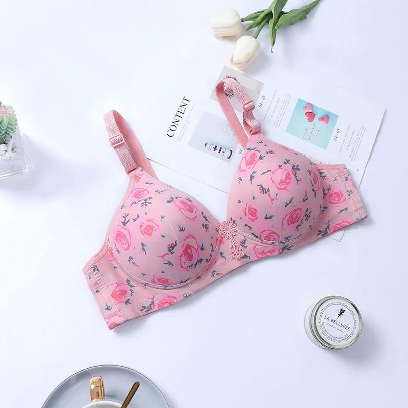 Sexy Light Surface Large Size No Steel Ring Rose Comfortable Skin-friendly Breathable Gather Bra To Collect Breast Bra