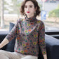 Floral T-shirt Women's Long-sleeved Spring and Autumn Inner Top Solid Color Loose Half Turtleneck Bottoming Shirt Women