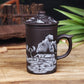 360ML Teacup with Infuser and Lid Handmade Hand Painted Dragon Beauty Purple Clay Tea Mug Ceramic Water Mug Drinkware