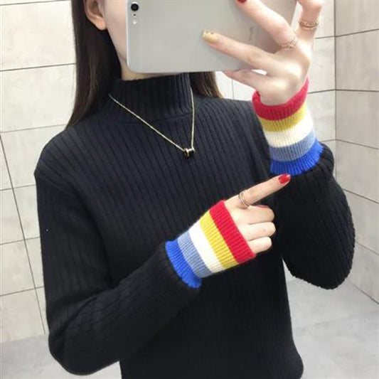 Loose Half High Neck Knitted Bottoming Shirt Thick Warmth Fashion Slim Slim Sexy Female Top