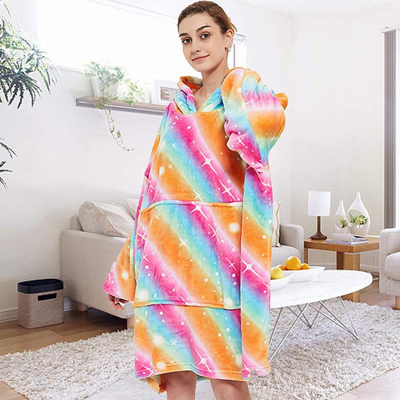 Venustas Wearable Blanket Hoodie Oversized Sherpa Blanket Hoodie Sweatshirt  Unisex Cozy Warm Soft Hoodie Blanket for Adults