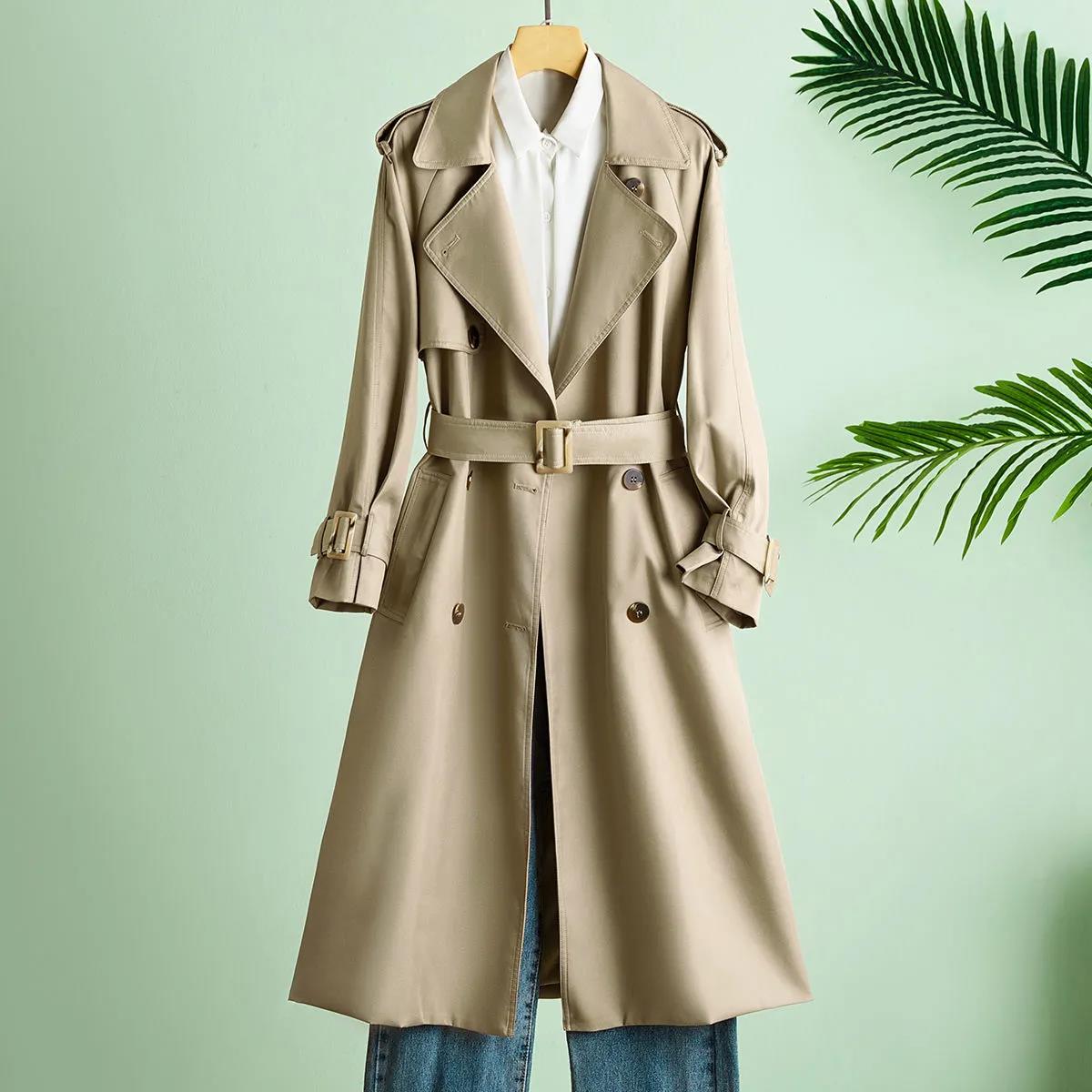 Autumn Korean Fashion Lace-up Small Casual Mid-length Windbreaker Women