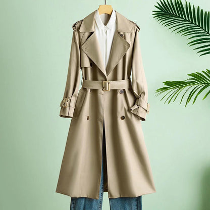 Autumn Korean Fashion Lace-up Small Casual Mid-length Windbreaker Women