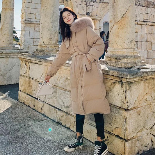 Down Jacket Women's Mid-length White Duck Down Student Korean Style Slim Coat Female Ins Winter
