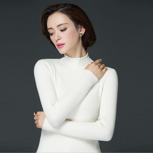 Warm Sweater Cashmere Thick High Collar Sweater Female Autumn and Winter Long Sleeve Large Size