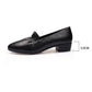 Soft Leather Shoes Women's Low Bottom Thick Heel Round Toe Soft Bottom Middle Heel Work Shoes Women's Leather Shoes