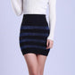 Autumn Winter Women Sexy Bodycon Skirt High Waist Stretch Knit Tight-fitting Skirt Bright Silk Striped Mini Skirt