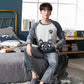 Cartoon Bear Couple Pajamas Suit Men Home Clothes Tops and Pants Ladies Winter Cashmere Warm Homewear