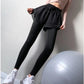 Women's High Waist Elastic Fake Two-piece Fitness Pants Tight Running Hakama Yoga Clothes Quick-drying Sports Slim Trousers Gym Running Pants