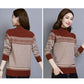 Vintage Printed Sweater Women High Neck Sweater National Style Clothes Knitted Bottoming Shirt Loose Short Sweater Top