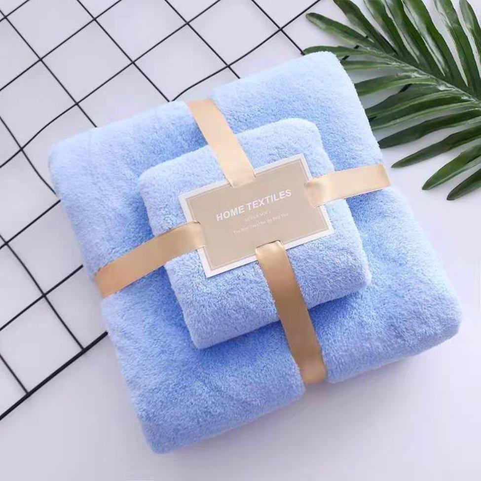 Adult Coral Velvet Towel + Bath Towel Set Home Oversized Absorbent Quick-drying Bath Towel