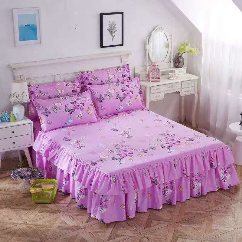 Printing Bedspread Cotton  Bed Skirt Pillowcase Bedding Bed Sets Queen King Size