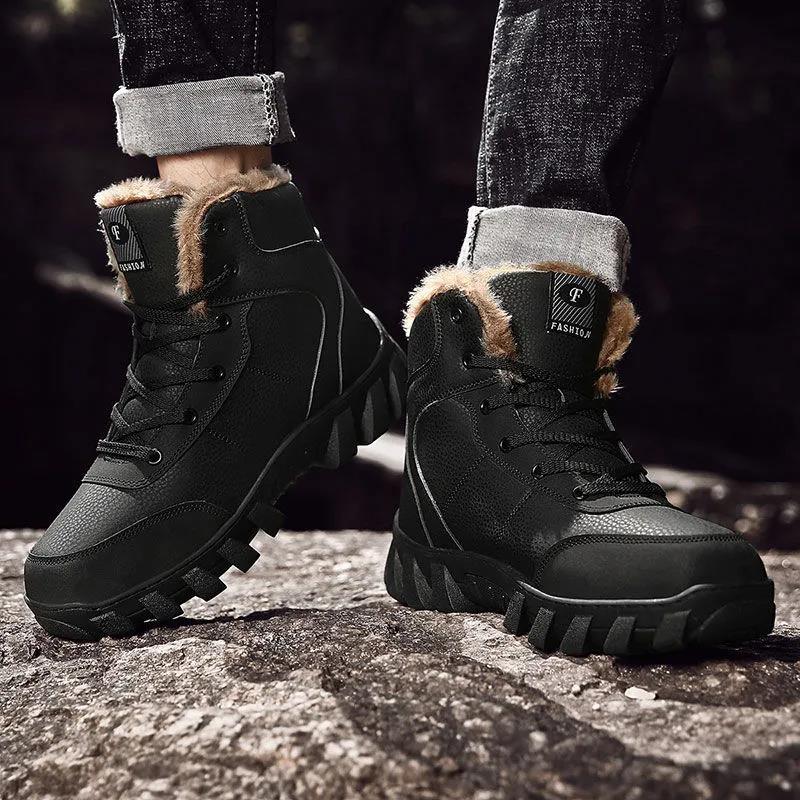 Men's Winter Snow Boots Men's Cotton Shoes High-top Large Size Men's Boots Plus Velvet Warmth Thick Cotton Boots