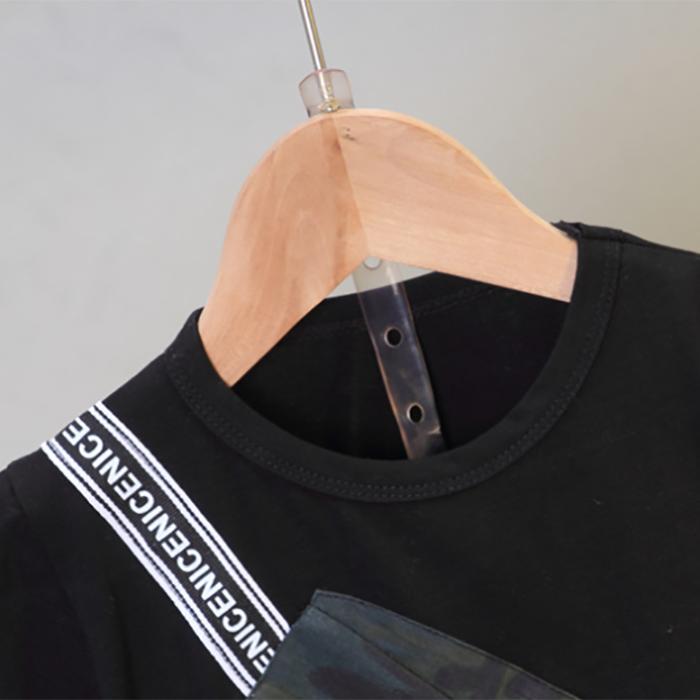 Children's Sports Leisure T Shirt Children's Handsome Boys and Girls Summer Backpack Short Sleeve Shorts Two Piece Set Casual Suit