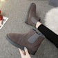 Autumn and Winter Women's Shoes Frosted Retro Round Toe Flat Ankle Boots Martin Boots Elastic Muzzle Feet Lazy Boots