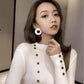 Pofulove Turtleneck Hollow Top Fashion Shirt Slim Sweater Cannot Ball BallButton Turtleneck