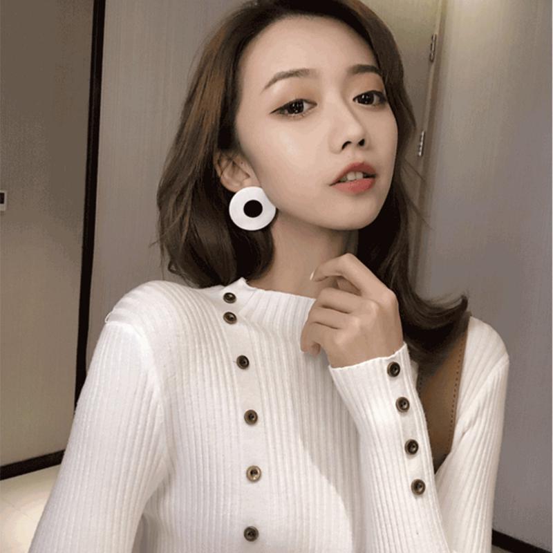 Pofulove Can't afford the ballButton half turtleneck women's bottoming shirt Pullover Slim Sweater