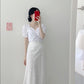 Two-piece Small Fresh Jacket Temperament Sweet Half-length Skirt Suit Female Short-sleeved Shirt + Half-length Skirt Lady Sweet Style Two-piece Suit