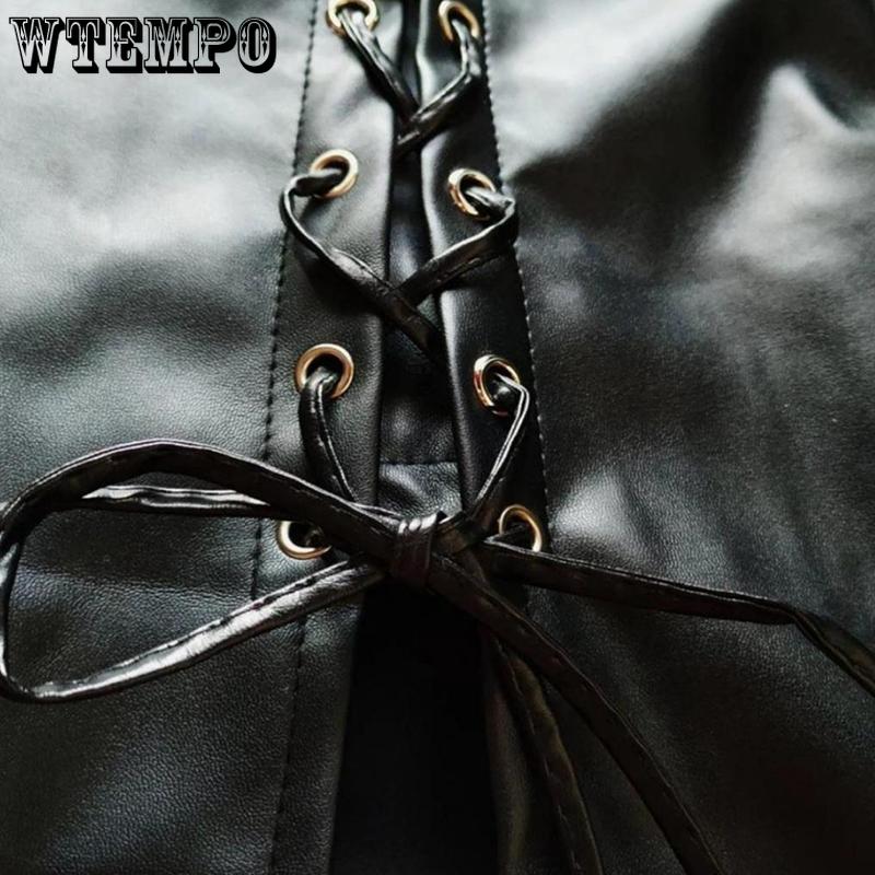 Tight PU Leather Skirt Women's High Waist Sexy Black Short Skirt Package Hip Leather Skirt Sexy Mini Dress