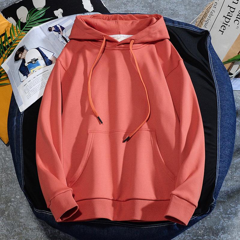 Basic Solid Color Plush Hooded Men's Autumn and Winter Casual Oversized Sweater