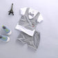 Boys Summer Suit Children's Clothes Striped Embroidered Printing Cute Casual Boy Baby Short-sleeved Shorts Two-piece Set