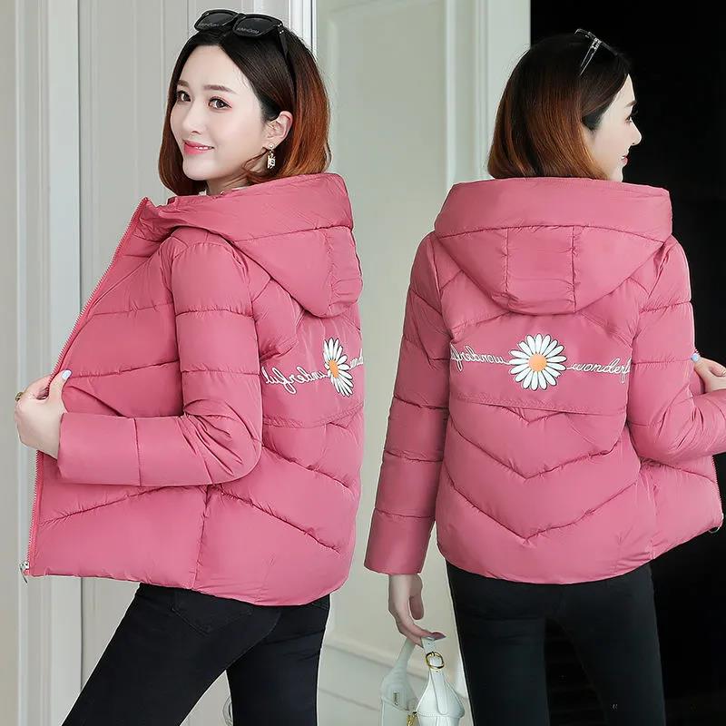 Winter Short Women's Down Jacket Fashion Loose Thick Padded Jacket Printed Hooded Down Jacket