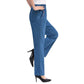 Flower Embroidered Jeans Women's Spring and Autumn Large Size Elastic Denim Pants Casual Trousers High Waist Straight Loose Denim Pants