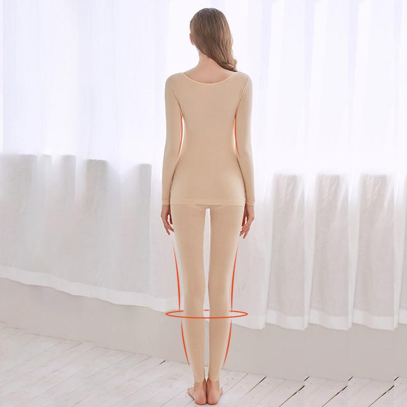 Women Plus Size Winter Thermal Underwear Autumn Clothes O-neck Tight Suit Thicken Windproof Comfortable Soft Lining Long Sleeve High Elasticity Slim